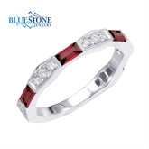 14 Karat White Gold Ruby and Diamond Ring- Size 6.5